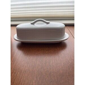 Chantal Butter Dish Off White Ceramic Full Size Kitchen Covered Dish with Handle